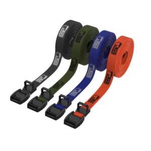 Pair of Heavy Duty Cam Buckle Tie Down Ratchet Straps with Rubber Protectors