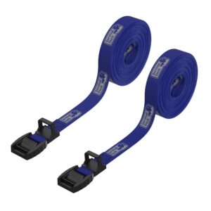 Blue Cam Buckle Tie Down Straps with Rubber Protectors for Kayaks and Surfboards. Available in 3m or 5m lengths.