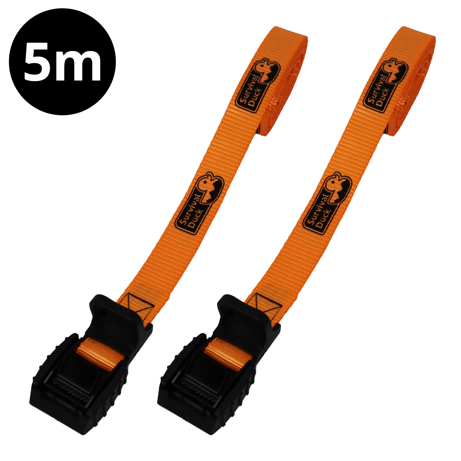 Pack of 2 Orange Tie Down Straps 5m Survival Duck